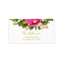 Vintag Asters Snowberry Hot Pink Address Labels