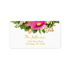 Vintag Asters Snowberry Hot Pink Address Labels Adressaufkleber