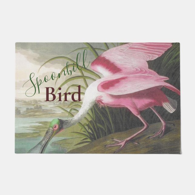 Vintag Audubon Illustration Spoonbill Bird Fußmatte (Vorderseite)