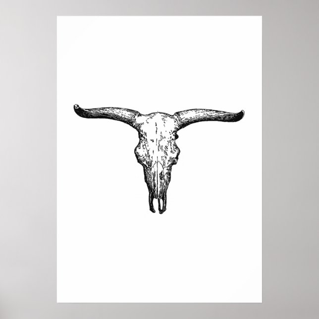 Vintag Aurochs Skull Illustration Poster (Vorne)