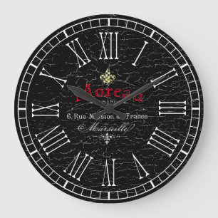 Vintag aussehen Französisch personalisieren Große Wanduhr