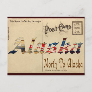 Vintag aussehende alte Postkarte mit Alaska