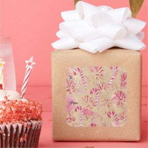 Vintag aussehende Bonbons auf und von Aufklebern Quadratischer Aufkleber