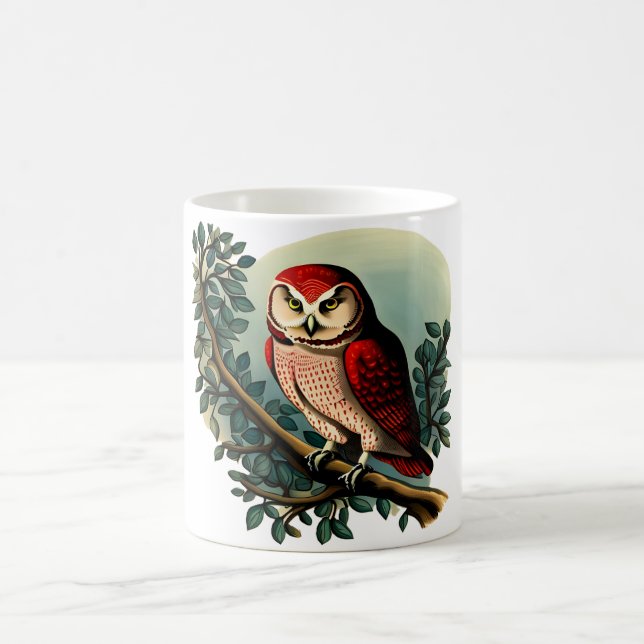 Vintag aussehender Cartoon - Owl Illustration Kaffeetasse (Mittel)