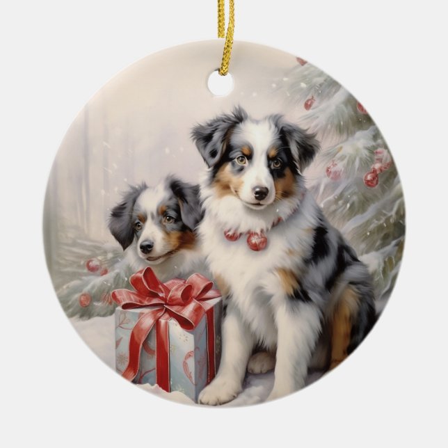 Vintag Aussie Christmas Keramik Ornament (Vorne)