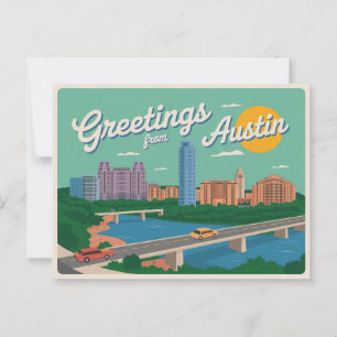 Vintag Austin Postkarte   Grüße aus Austin