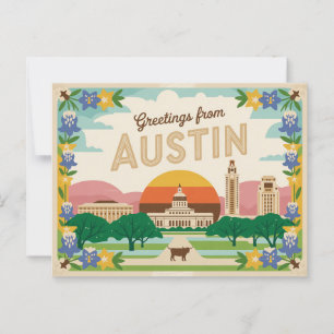 Vintag Austin Postkarte   Grüße aus Austin