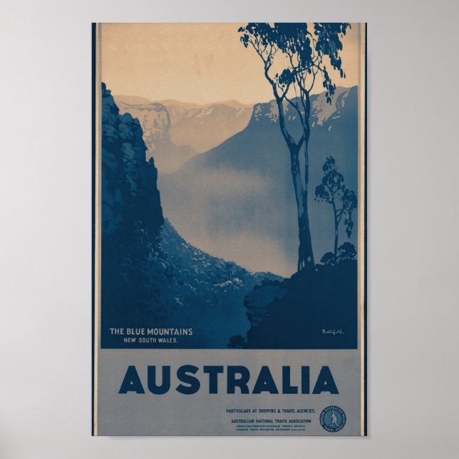 Vintag Australia Blue Mountains New South Wales Poster (Vorne)
