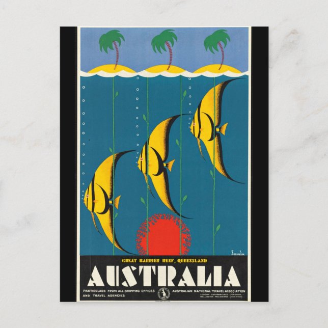 Vintag - Australien Reiseplakat Postkarte (Vorderseite)