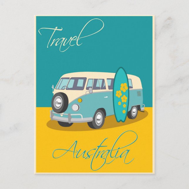 Vintag Australien Reiseplakat Postkarte (Vorderseite)