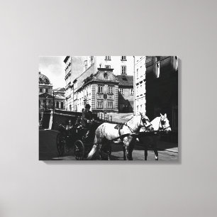 Vintag Austria Vienna Dreimaderlhaus Fiaker Leinwanddruck
