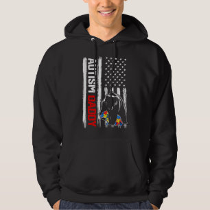 Vintag Autism Daddy Bear American Flag Bewusstsein Hoodie