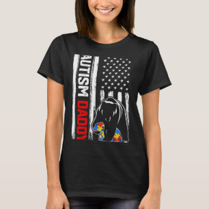 Vintag Autism Daddy Bear American Flag Bewusstsein T-Shirt
