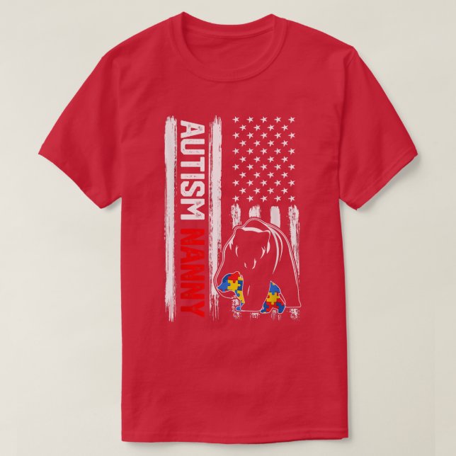 Vintag Autism Grubenbär - Amerikanisches Flaggenbe T-Shirt (Design vorne)