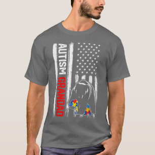 Vintag Autismus Großer Bär Amerikanische Flaggenpr T-Shirt
