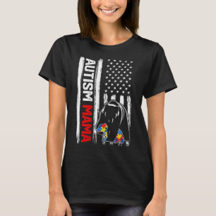 Vintag Autismus Mama Bär Amerikanisches Flaggenbew T-Shirt