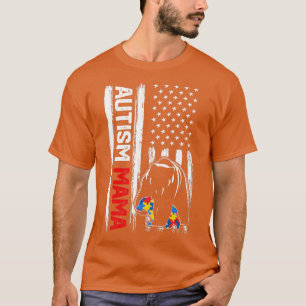 Vintag Autismus Mama Bär Amerikanisches Flaggenbew T-Shirt