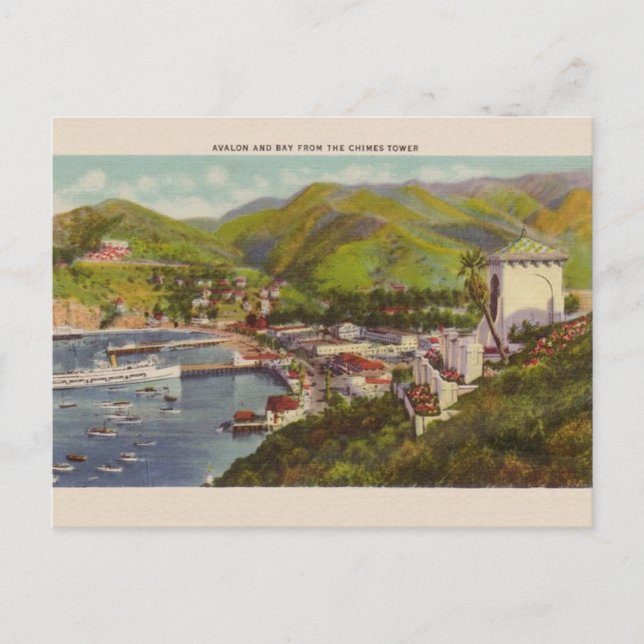 Vintag Avalon California Bay Chime Tower Postkarte (Vorderseite)