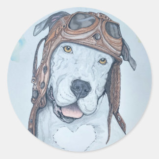 Vintag, Aviator, Pilot-Hund, Rundaufkleber Runder Aufkleber