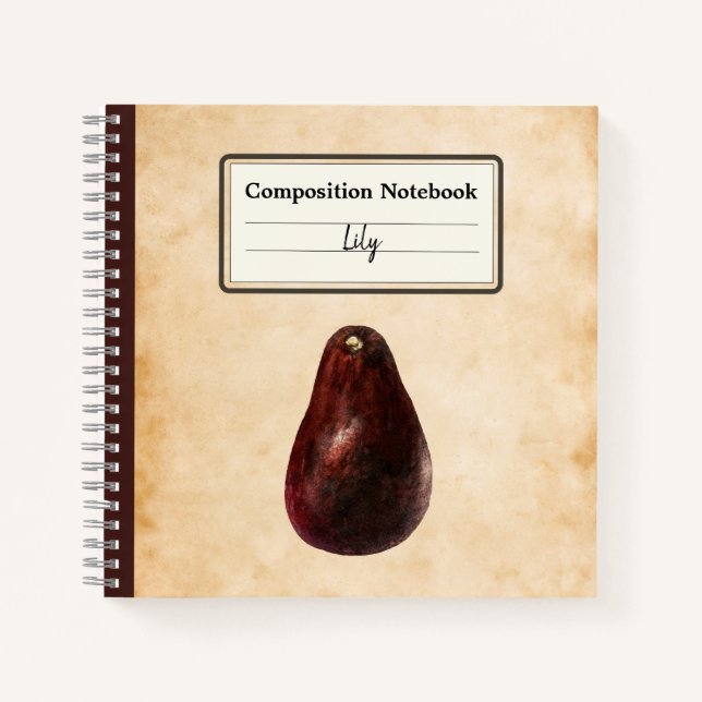 Vintag Avocado Illustration Personalisiert Comp Notizbuch (Vorderseite)