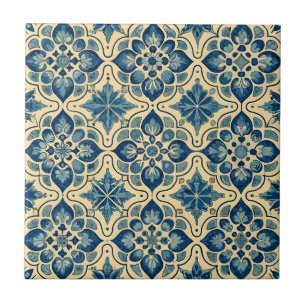 Vintag Azulejo Portugiesisches Blaues Muster Fliese