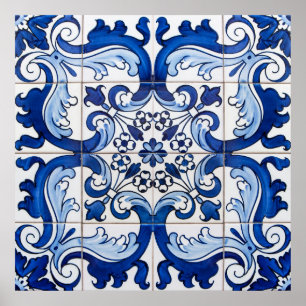 Vintag Azulejo Tile Pattern Poster