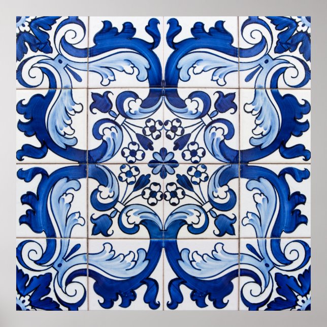 Vintag Azulejo Tile Pattern Poster (Vorne)