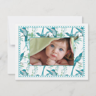 Vintag Baby Bird Family Baby Foto Ankündigung