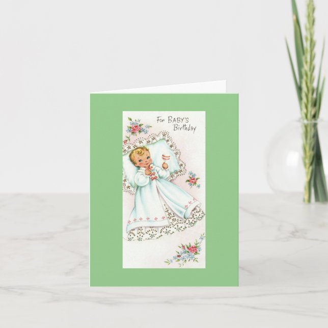 Vintag Baby Birthday Card Karte (Vorderseite)