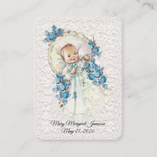 Vintag Baby Boy Taufe Christening Floral Lace Visitenkarte