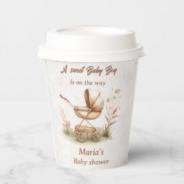 Vintag Baby Carriage Baby Dusche Pappbecher