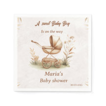 Vintag Baby Carriage Babydusche Napkin