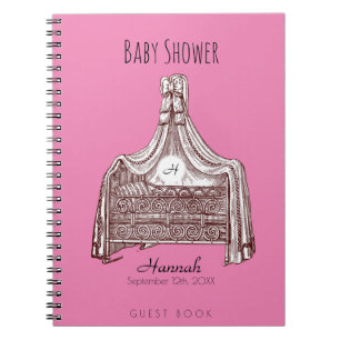 Vintag Baby Crib Monogram Baby Shooting Guest Book Notizblock