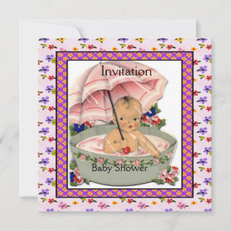 Vintag Baby Dusche Rosa Mauve Vintag Einladung