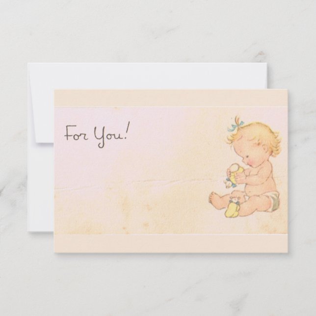 Vintag Baby Girl Baby Dusche Einladung (Vorderseite)