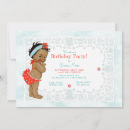 Vintag Baby Girl Baden Anzug Spitze Monogram Back Einladung