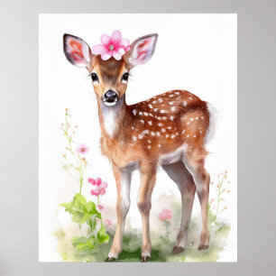 Vintag Baby Girl Deer 1 Poster