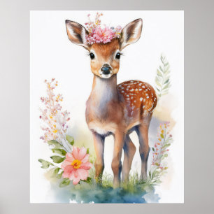 Vintag Baby Girl Deer 2 Poster