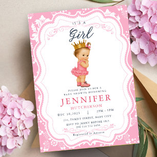 Vintag Baby Girl Princess Baby Dusche Einladung