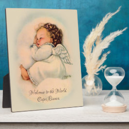 Vintag Baby Girl Schlafengel auf Cloud Fotoplatte