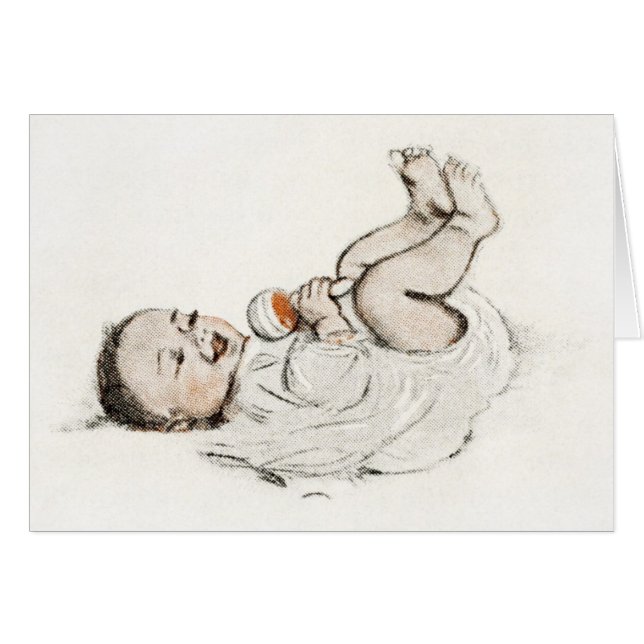 Vintag - Baby mit Rattle, (Vorderseite (Horizontal))