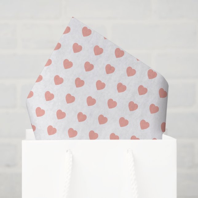 Vintag Baby Pink Hearts on White Seidenpapier (Geschenktüte)