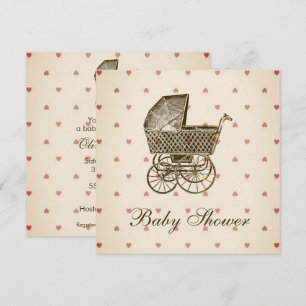 VINTAG BABY PRAM   Babyparty Einladung