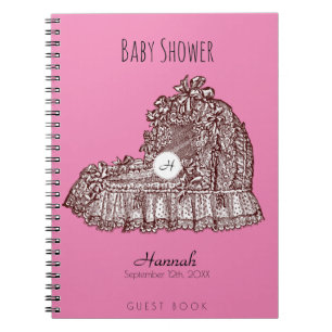 Vintag BabyCrib Monogram Baby Shower Guest Book 2 Notizblock
