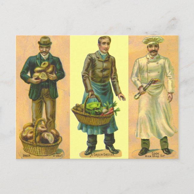 Vintag Baker Grocer Cook Postkarte (Vorderseite)