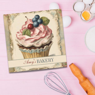 Vintag Baker Konditorei Koch Kuchen Backwaren Cupc Quadratische Visitenkarte