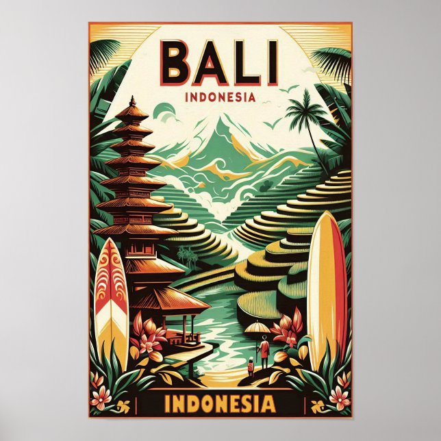 Vintag Bali Travel Poster (Vorne)