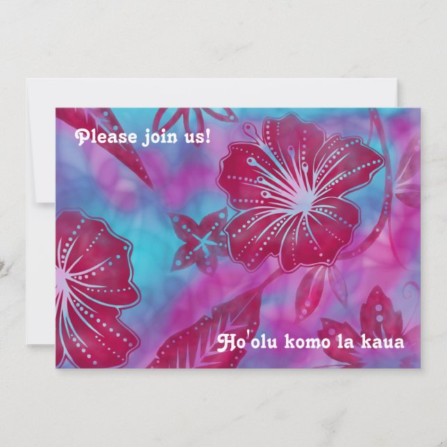Vintag balinesische Batik Luau Einladungen (Vorderseite)
