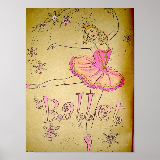 Vintag Ballerina Wall Poster (Vorne)