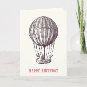 Vintag Balloon Happy Birthday Card Karte